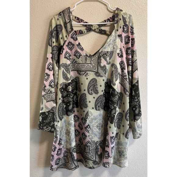 New Asos Design Sz 4 Kimono Sleeve Mini Dress Cross Back Whimsical Fairycore Art - Picture 1 of 7